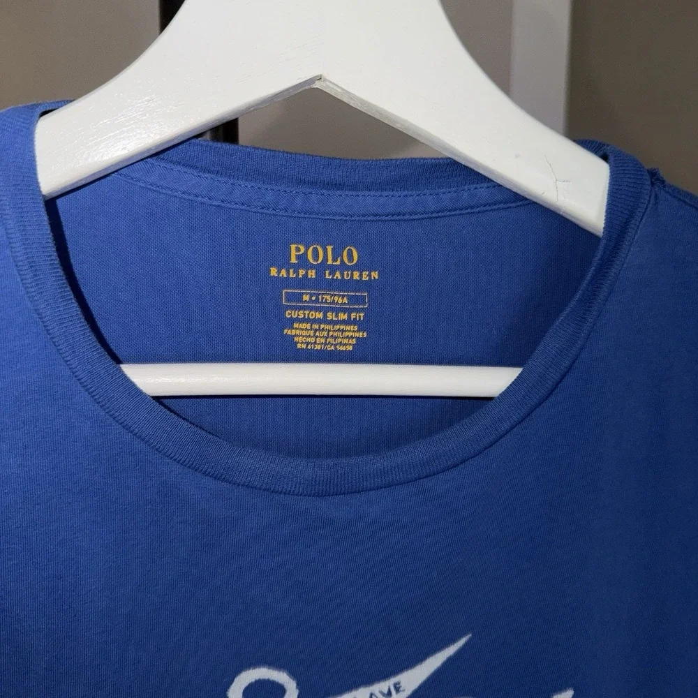 Ralph Lauren Polo Tshirt Sz Medium Electric‎ Blue Anchor Sailing